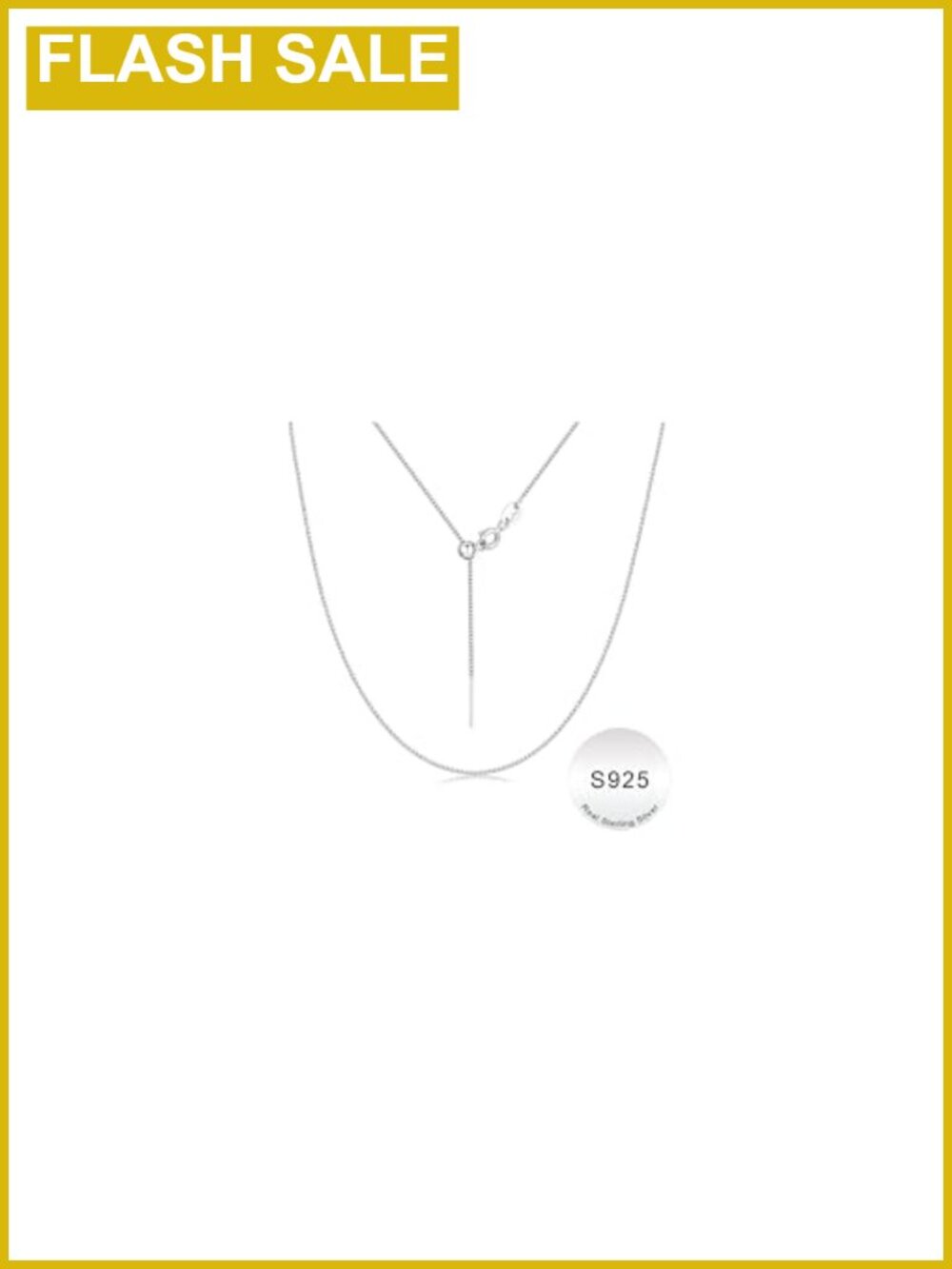 S925 Sterling Silver 0.8mm Box Chain Necklace for Women 16 Inch Layering